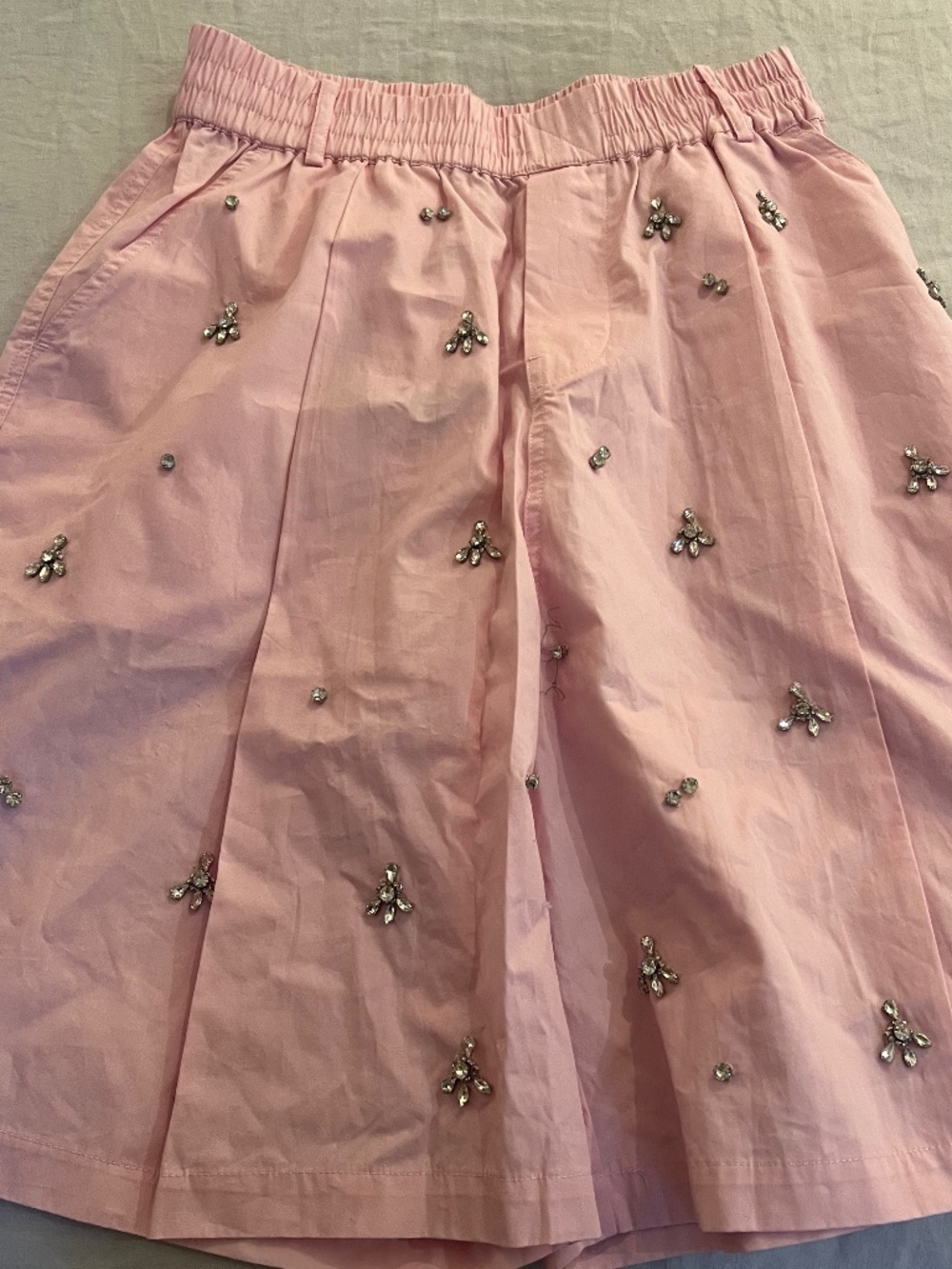 Zara Pink Embellished Women's Bermuda Shorts with Jewels size S NWT